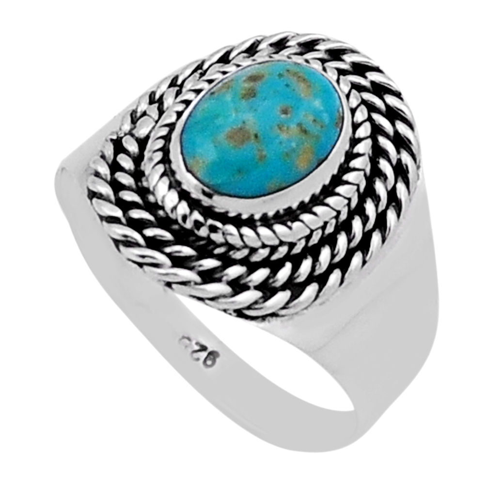 2.14cts solitaire green arizona mohave turquoise 925 silver ring size 6.5 n40277