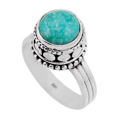 4.70cts solitaire green arizona mohave turquoise 925 silver ring size 7.5 n43302