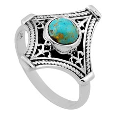 1.09cts solitaire green arizona mohave turquoise 925 silver ring size 6.5 n45730