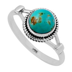 2.39cts solitaire green arizona mohave turquoise 925 silver ring size 7.5 n47528