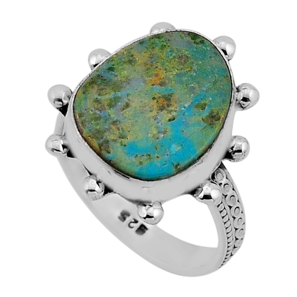 8.17cts solitaire green arizona mohave turquoise 925 silver ring size 7.5 n51852