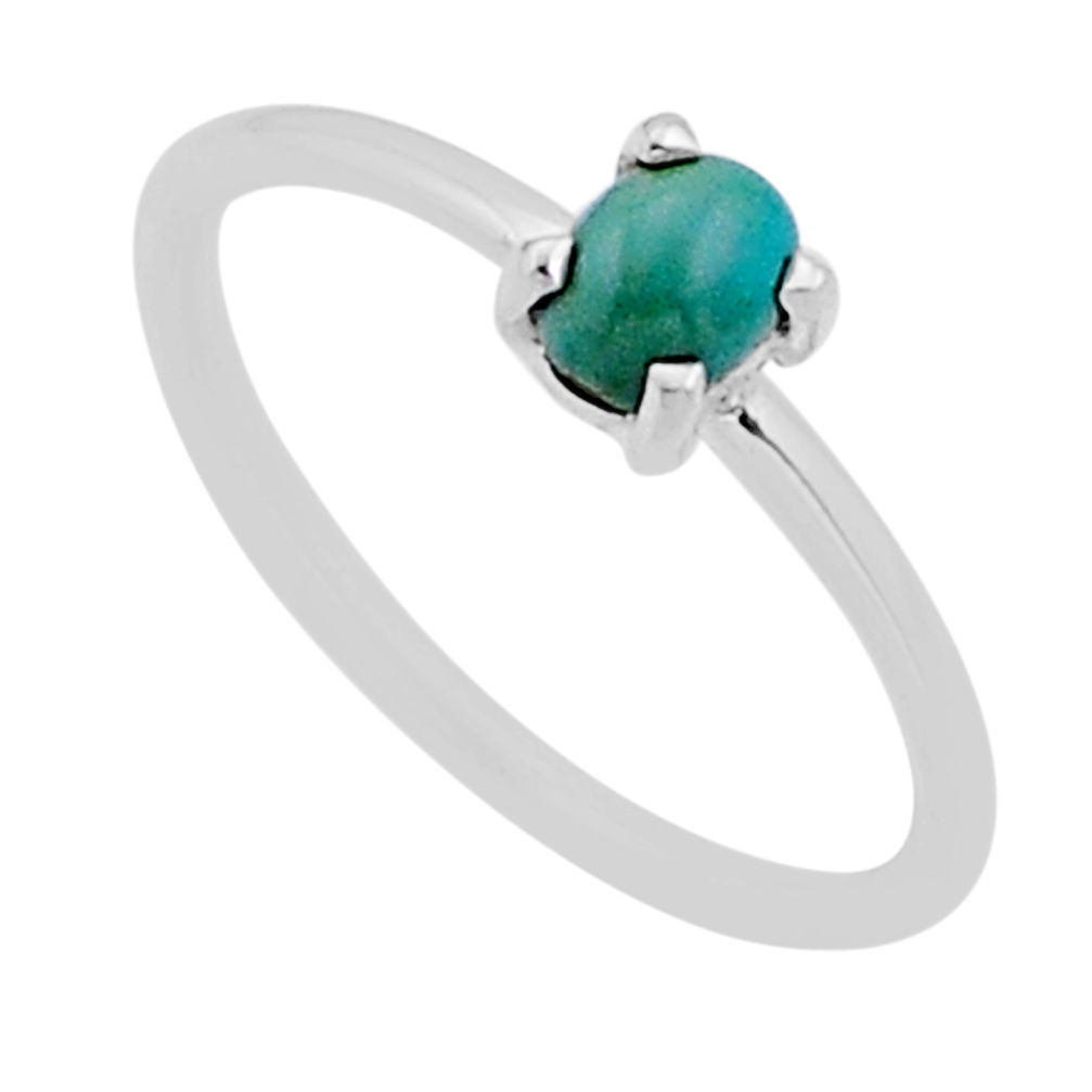 0.62cts solitaire green arizona mohave turquoise 925 silver ring size 6.5 n53112