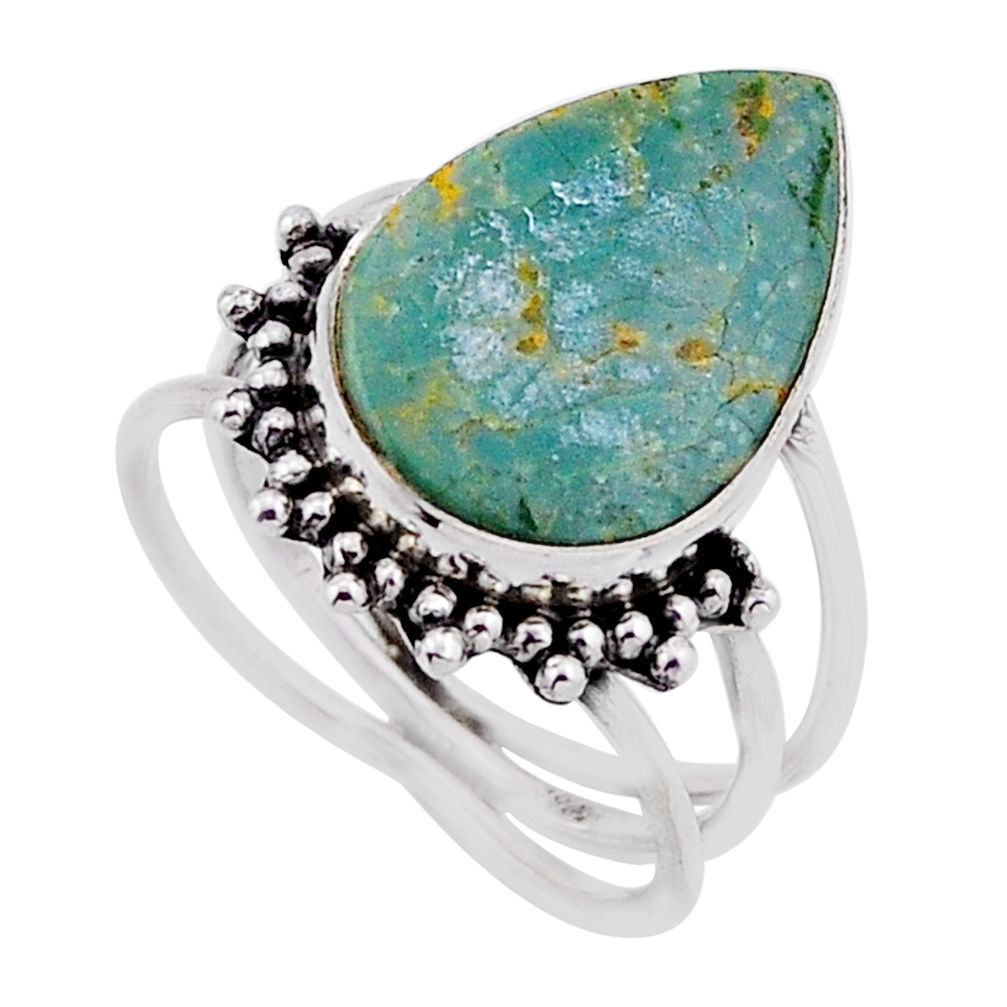 6.83cts solitaire green arizona mohave turquoise 925 silver ring size 6.5 n53562
