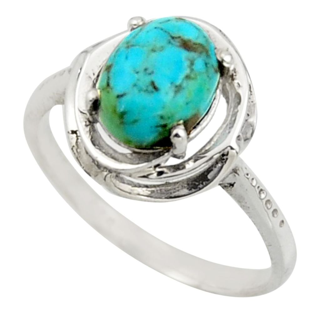 3.29cts solitaire green arizona mohave turquoise 925 silver ring size 8.5 r41903