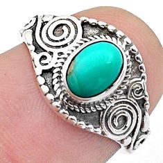 1.41cts solitaire green arizona mohave turquoise 925 silver ring size 5 u62607