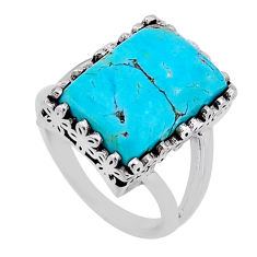 6.70cts solitaire green arizona mohave turquoise 925 silver ring size 6 n54262