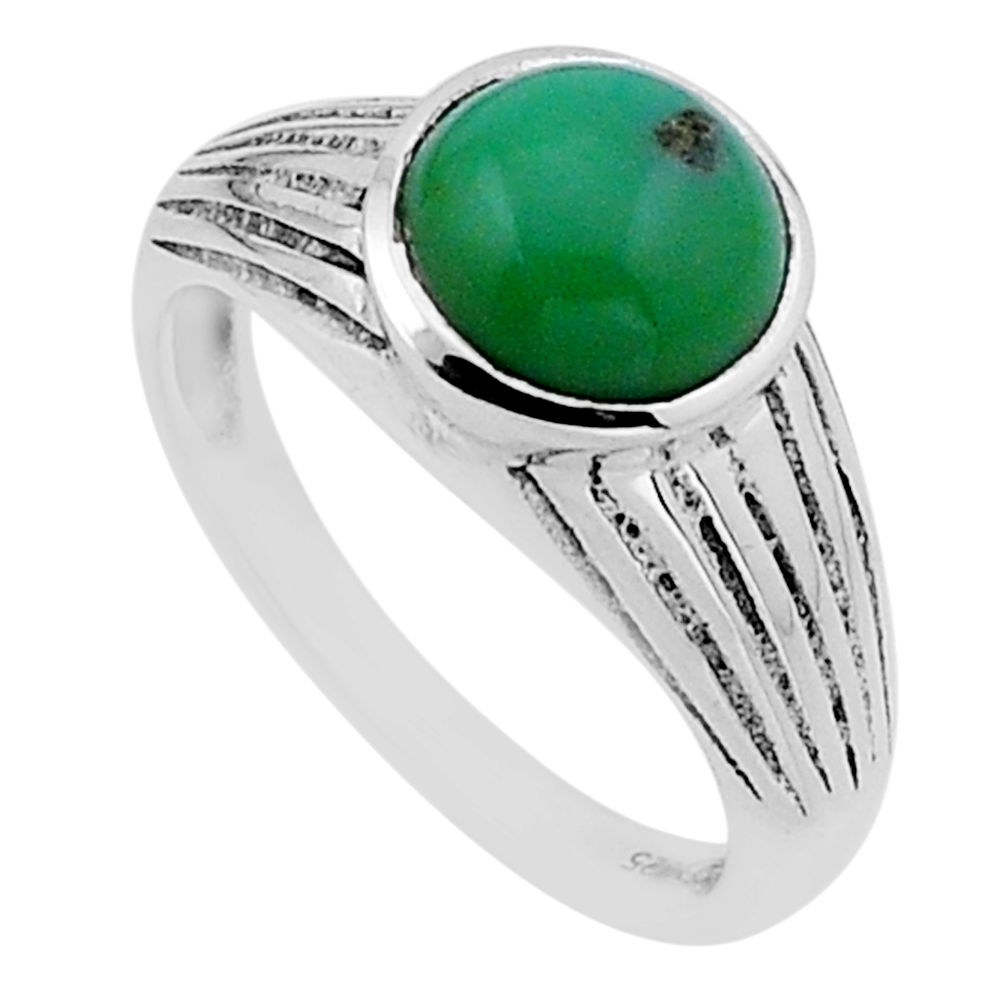 2.16cts solitaire green arizona mohave turquoise 925 silver ring size 6 n54731