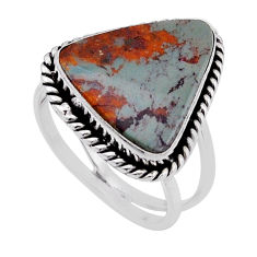 8.61cts solitaire green arizona mohave turquoise 925 silver ring size 7 n51834