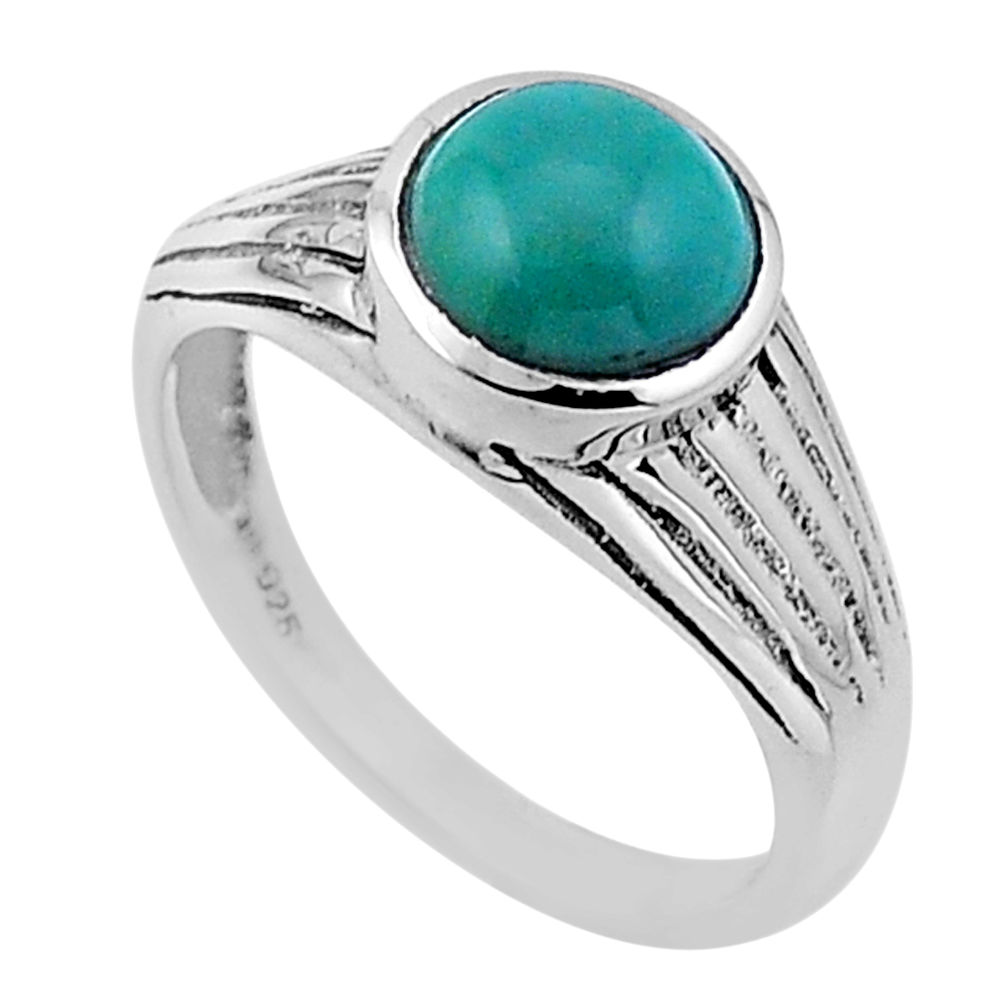 2.15cts solitaire green arizona mohave turquoise 925 silver ring size 7 n54728