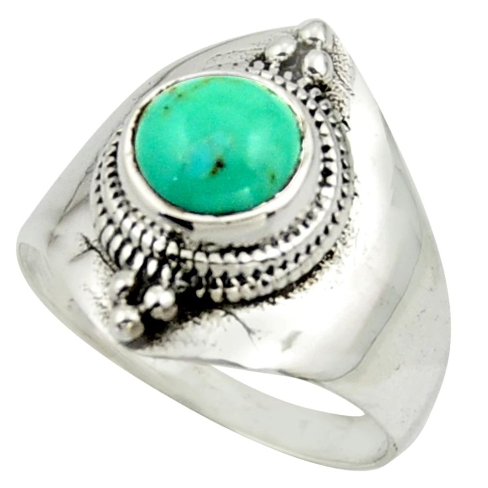 2.46cts solitaire green arizona mohave turquoise 925 silver ring size 7 r41882