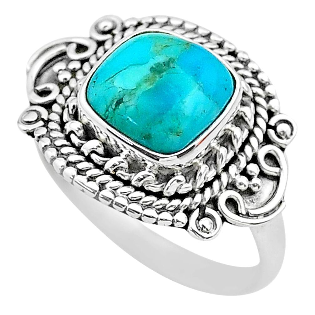 3.07cts solitaire green arizona mohave turquoise 925 silver ring size 7 t20111