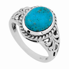 3.62cts solitaire green arizona mohave turquoise 925 silver ring size 8 n54205