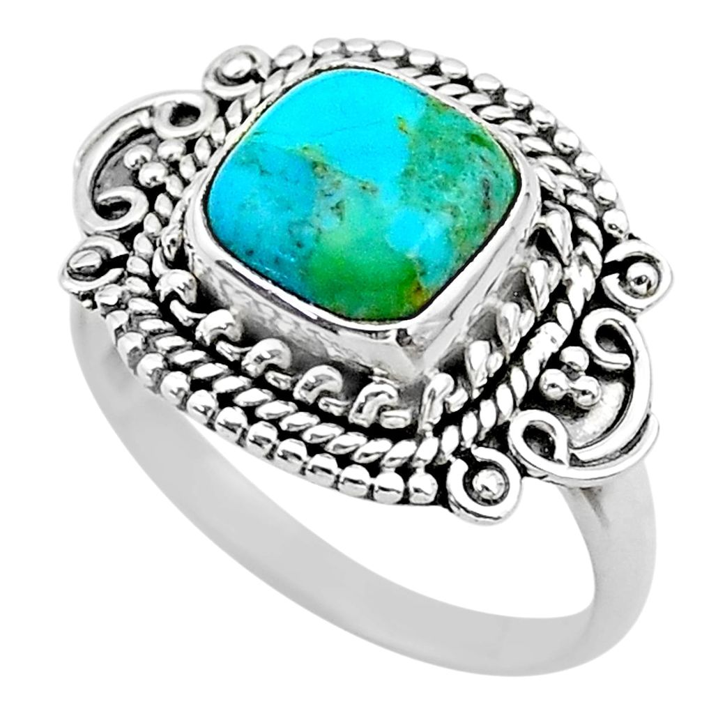 3.27cts solitaire green arizona mohave turquoise 925 silver ring size 8 t20107