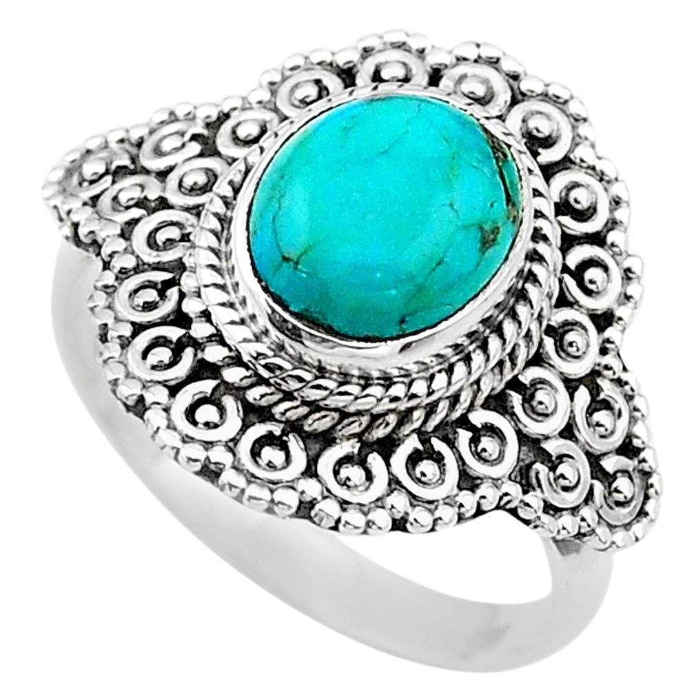 4.17cts solitaire green arizona mohave turquoise 925 silver ring size 8 t20133