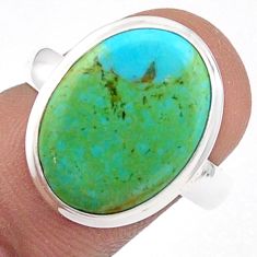 9.61cts solitaire green arizona mohave turquoise 925 silver ring size 8 u3844