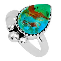 6.19cts solitaire green arizona mohave turquoise 925 silver ring size 8 y10081