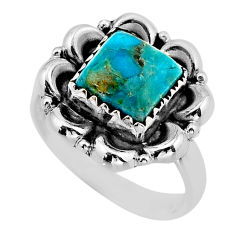 4.89cts solitaire green arizona mohave turquoise 925 silver ring size 8 y79192