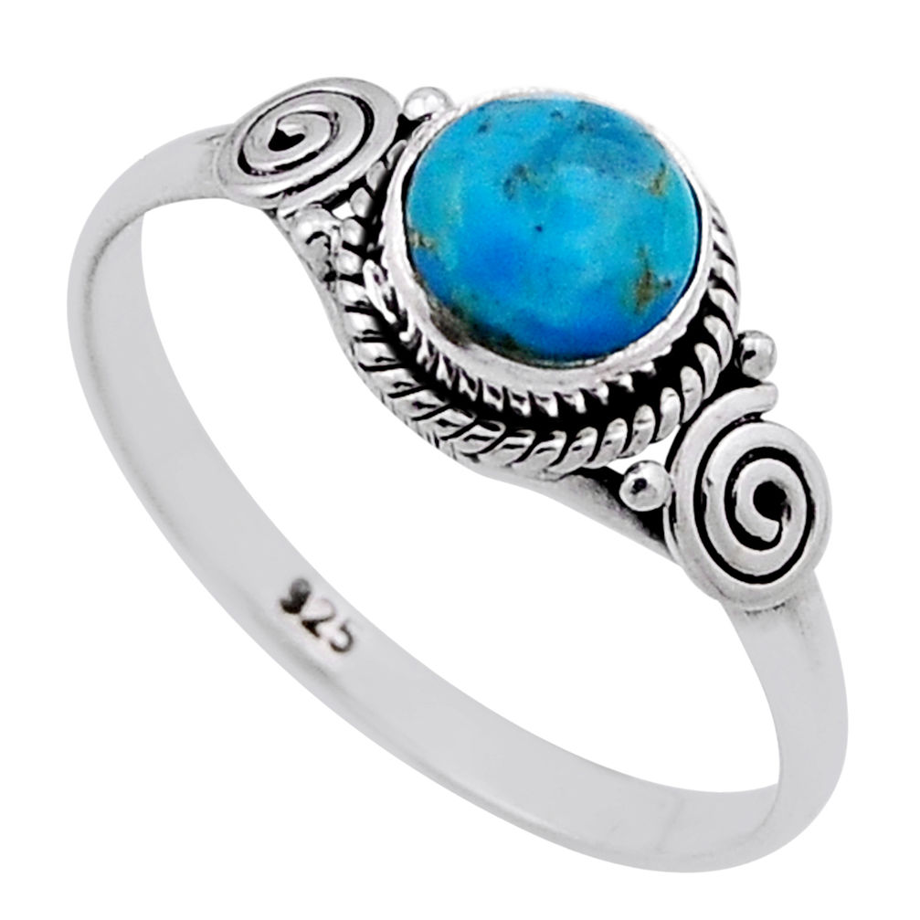 0.91cts solitaire green arizona mohave turquoise 925 silver ring size 9 n46162