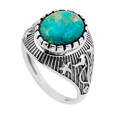 5.03cts solitaire green arizona mohave turquoise 925 silver ring size 9 n52738