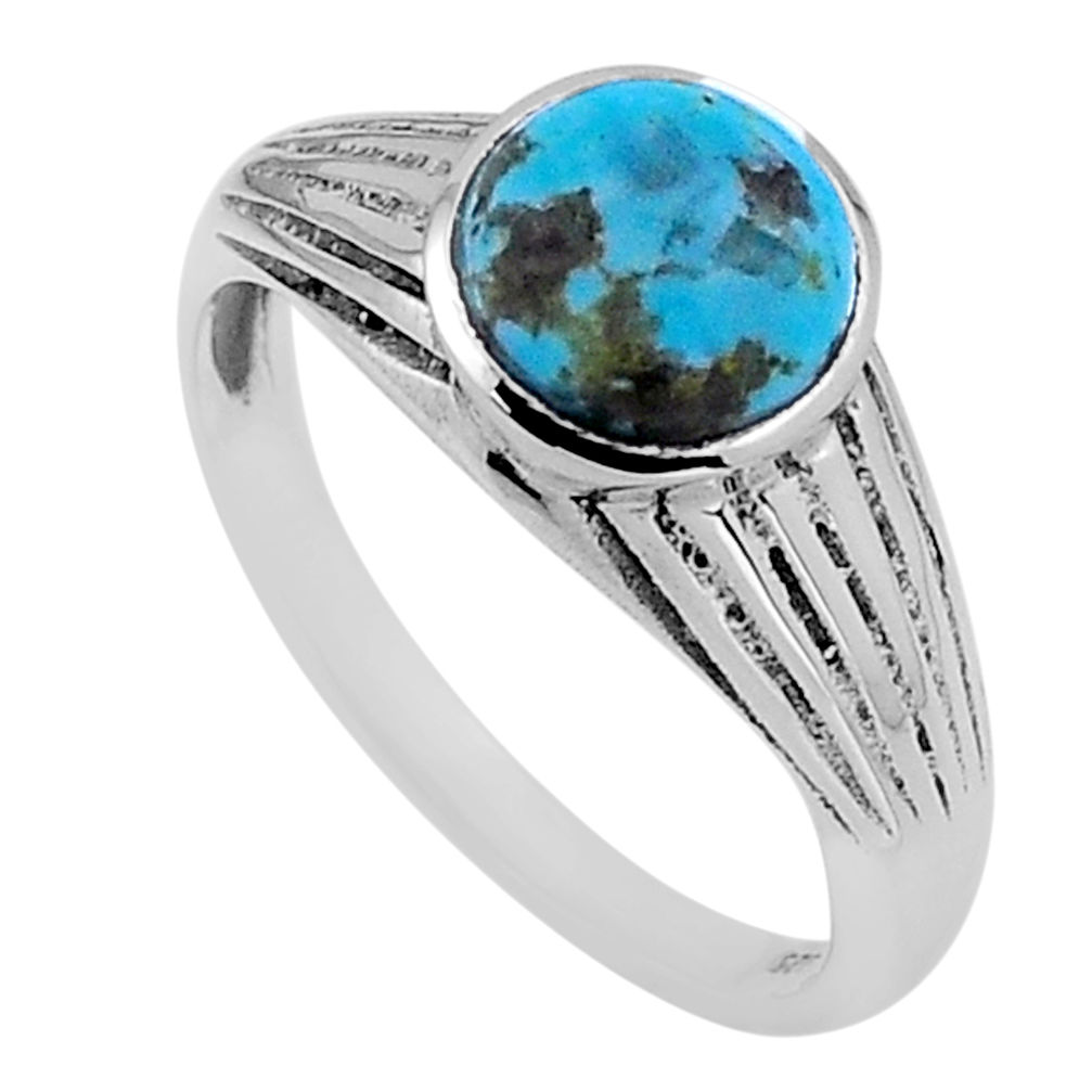 2.14cts solitaire green arizona mohave turquoise 925 silver ring size 9 n54733