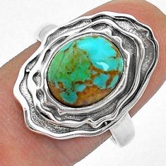 5.08cts solitaire green arizona mohave turquoise 925 silver ring size 9 u71061