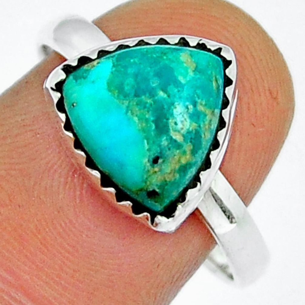 4.84cts solitaire green arizona mohave turquoise 925 silver ring size 9 y4876