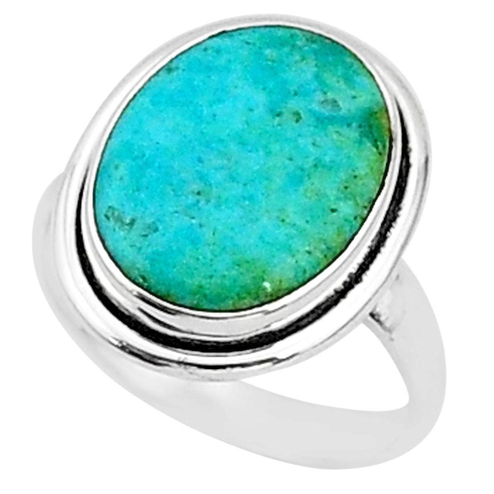 9.61cts solitaire green arizona mohave turquoise 925 silver ring size 7.5 t1576