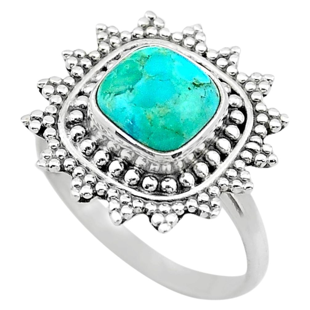 3.36cts solitaire green arizona mohave turquoise 925 silver ring size 8.5 t20246