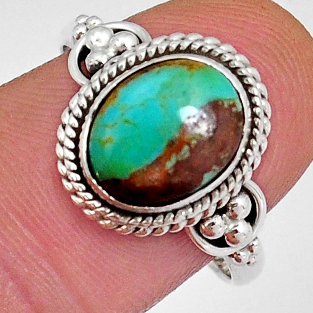 4.02cts solitaire green arizona mohave turquoise 925 silver ring size 8.5 y4536