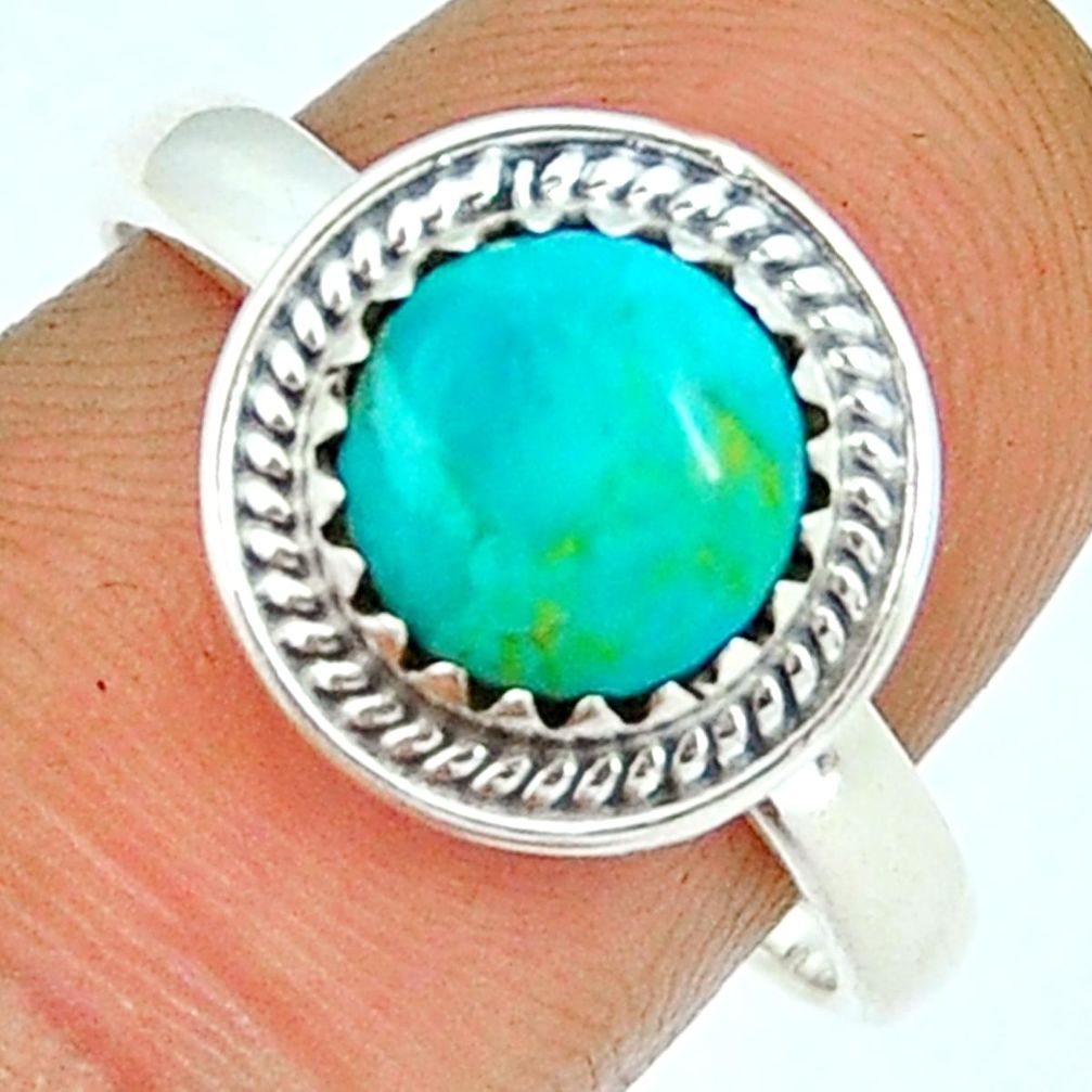 3.33cts solitaire green arizona mohave turquoise 925 silver ring size 8.5 y4844