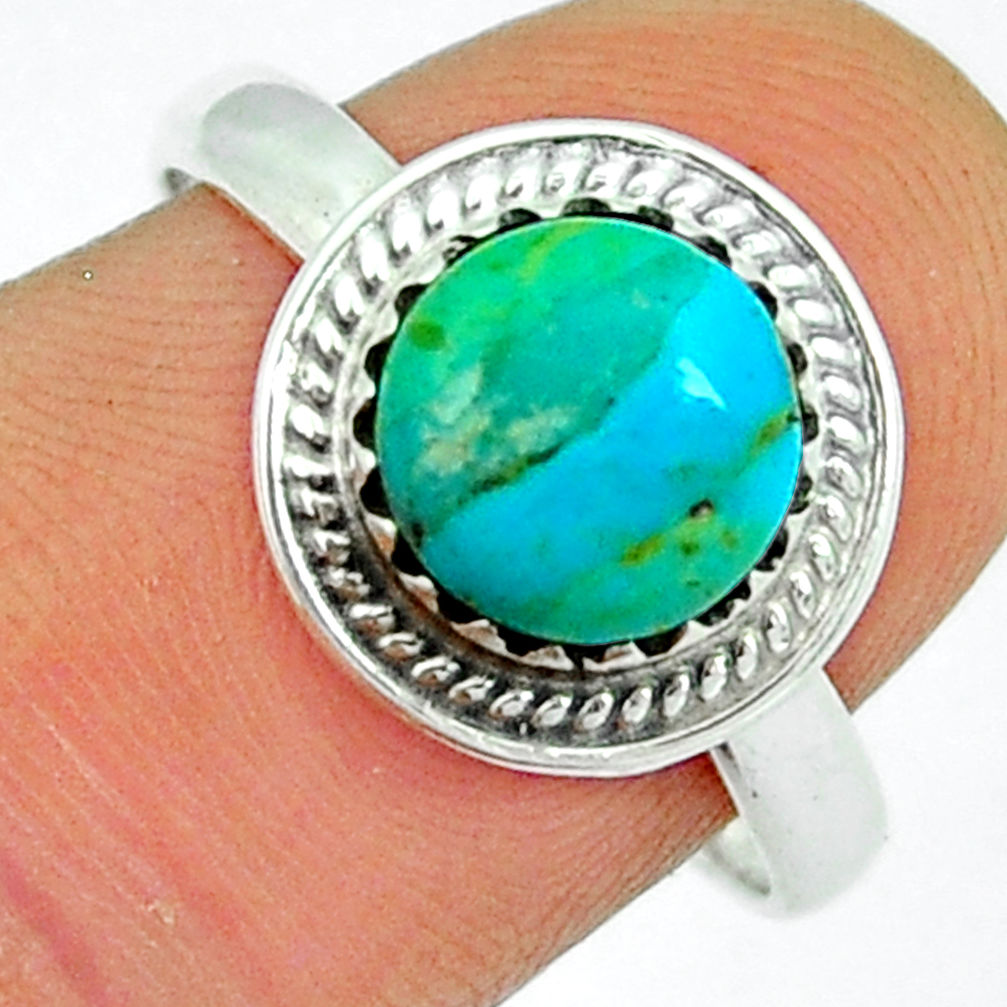 3.29cts solitaire green arizona mohave turquoise 925 silver ring size 8.5 y4861