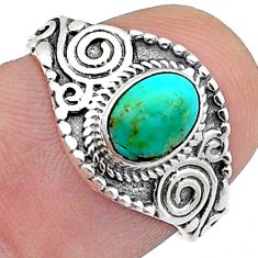 1.41cts solitaire green arizona mohave turquoise oval silver ring size 6 u62613