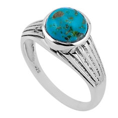 2.12cts solitaire green arizona mohave turquoise round silver ring size 7 n54729