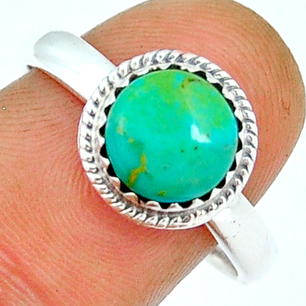 3.22cts solitaire green arizona mohave turquoise round silver ring size 9 y4808