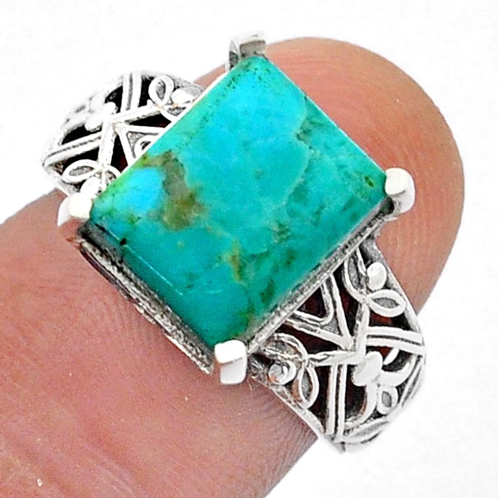 5.15cts solitaire green arizona mohave turquoise silver mens ring size 6 u71670