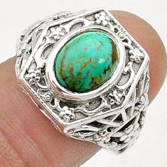 3.01cts solitaire green arizona mohave turquoise silver mens ring size 7 u72005