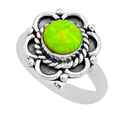 1.35cts solitaire green australian opal (lab) 925 silver ring size 6 y94545