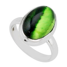6.27cts solitaire green cats eye 925 sterling silver ring jewelry size 7 y64711