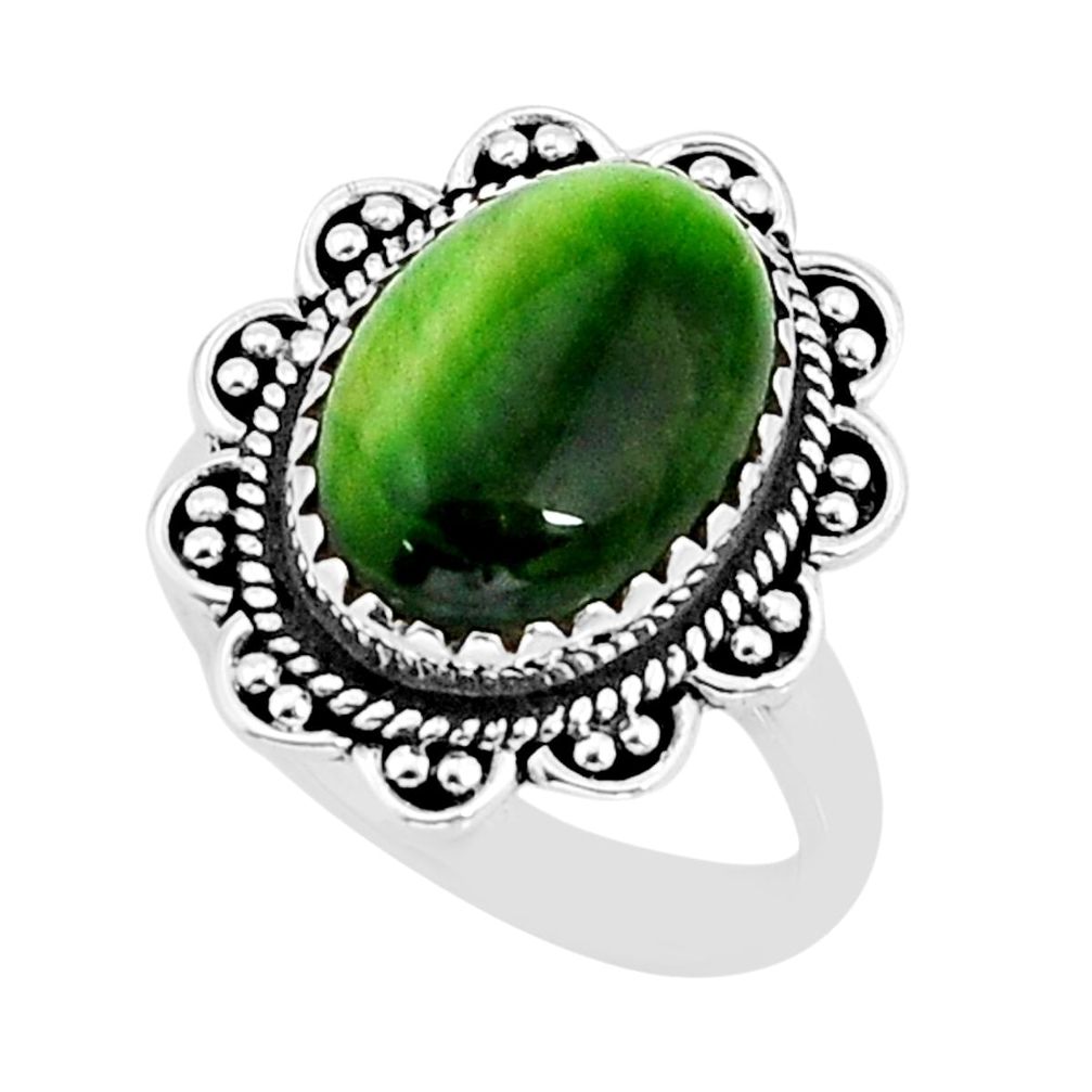 6.50cts solitaire green cats eye 925 sterling silver ring jewelry size 7 y65679