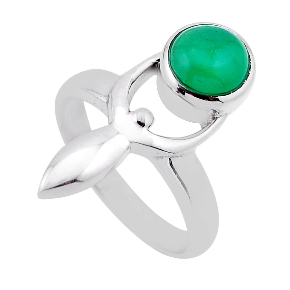 2.51cts solitaire green chalcedony 925 silver spirit healer ring size 6.5 n53903