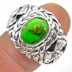4.33cts solitaire green copper turquoise 925 silver mens ring size 9 u72174