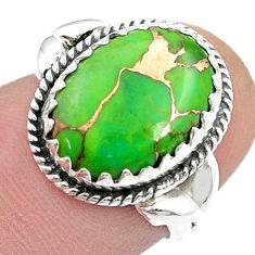 5.21cts solitaire green copper turquoise 925 sterling silver ring size 6 u51430