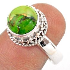5.15cts solitaire green copper turquoise 925 sterling silver ring size 7 t80586