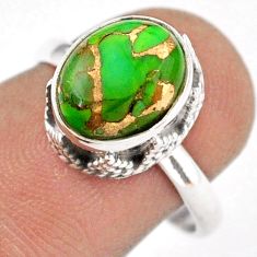3.98cts solitaire green copper turquoise 925 sterling silver ring size 7 t94168