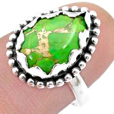 5.32cts solitaire green copper turquoise 925 sterling silver ring size 7 u51454