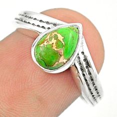 2.48cts solitaire green copper turquoise 925 sterling silver ring size 8 u23904