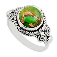 5.09cts solitaire green copper turquoise 925 sterling silver ring size 8 y88172
