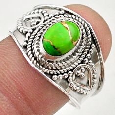 2.17cts solitaire green copper turquoise 925 sterling silver ring size 9 t75823