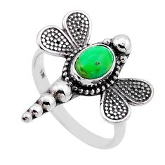 1.43cts solitaire green copper turquoise silver dragonfly ring size 7.5 n50907