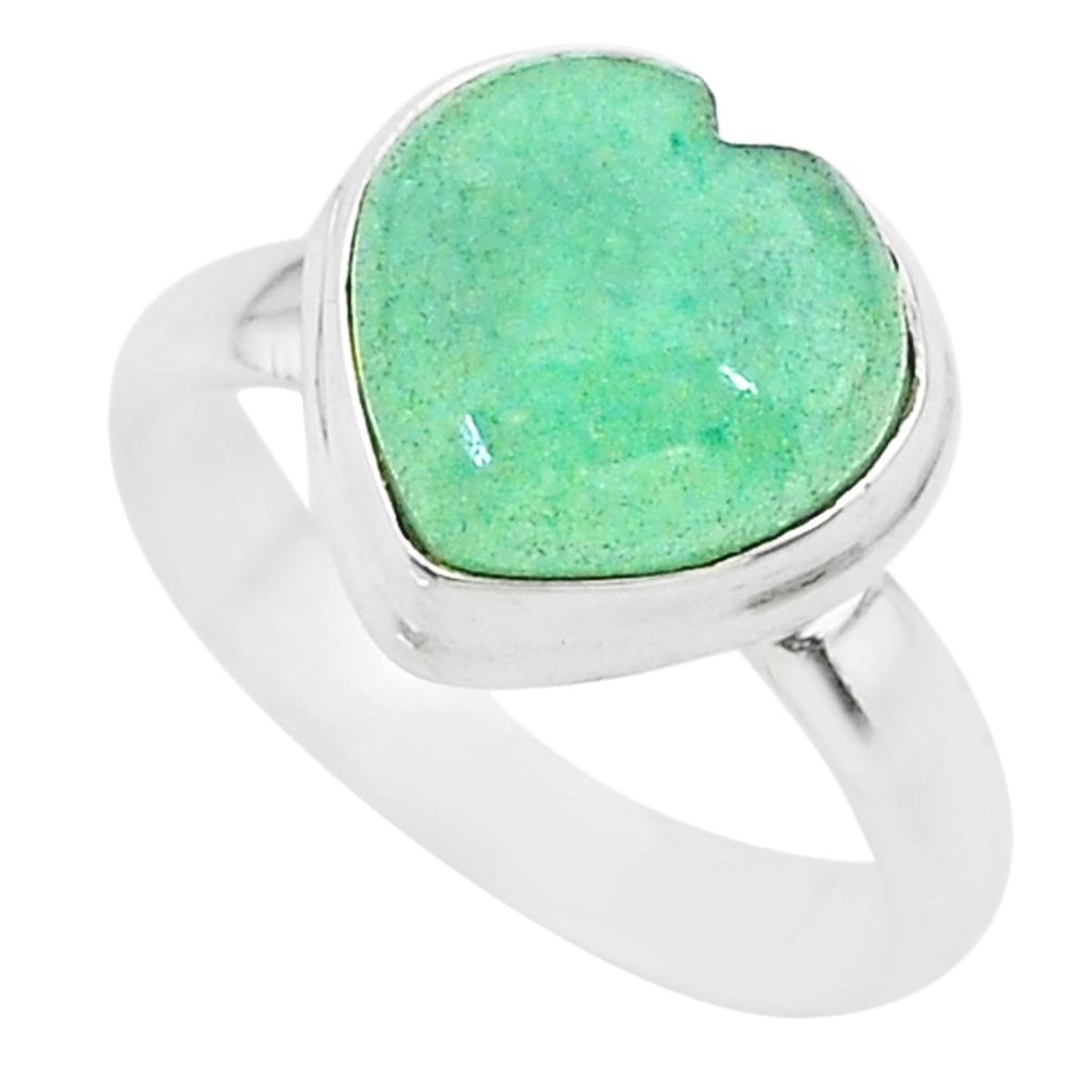 4.38cts heart green jade 925 sterling silver ring jewelry size 6 t21789